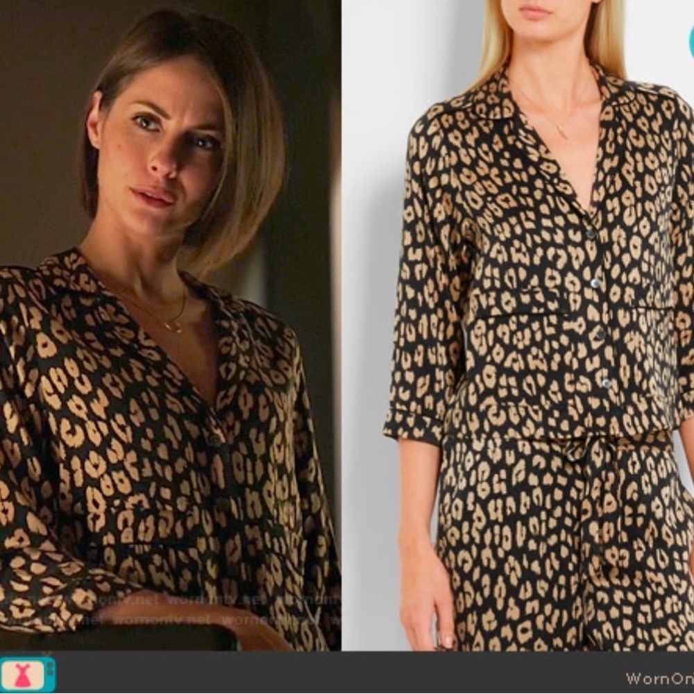 Kate Moss X Equipment Lake Shirt Size XS Silk Collared Button Up Animal Print